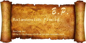 Balassovich Placid névjegykártya